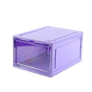 Simple Household Acrylic Shoes Storage Box Plastic Drop Front Shoe Box Color Dustproof Stackable Sneaker Box
