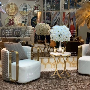 <span class=keywords><strong>Chaise</strong></span> d'appoint moderne en velours rembourré avec cadre en acier inoxydable doré en forme de O pour hôtel, maison, salon, <span class=keywords><strong>chaise</strong></span> longue - Product Image 4