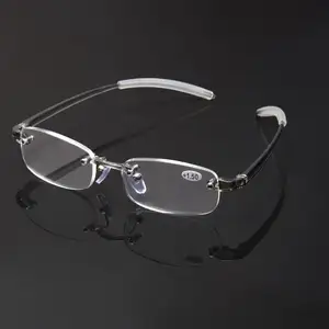2022 New +200 Fashion Adult Frameless Reading Glasses Different Colors Tr90 Clear Rimless Wholesale Reading Glasses