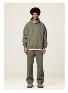 Sweat à capuche et pantalon de survêtement personnalisés Offre Spéciale poids lourd 350 Gsm costumes <span class=keywords><strong>d</strong></span>écontractés de couleur unie pour hommes de haute qualité - Product Image 4