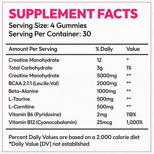 Creatina Monoidrato in Gommose con L-Taurina BCAA 2:1:1 e B126 per Crescita Muscolare, Aumento di Energia e Recupero Post-Allenamento Rapido - Product Image 5