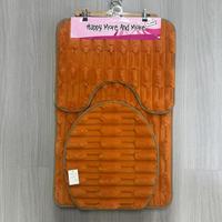Set Tiga Potong Karpet Kamar Mandi Bulu Kelinci Imitasi, Set Keset Tekstur Gaya Bambu Besar, Keset Kaki Lembut Anti-Selip untuk Toilet dan Rumah