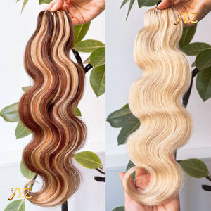 매듭이없는 인모 머리띠 깃털 미리 분리 된 곱슬 보이지 않는 크로 셰 뜨개질 머리 - Product Image 6