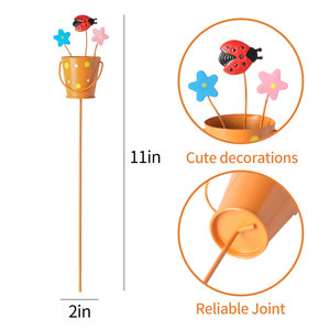 Macetero de hierro artificial con diseño de mariquita para arreglos florales, accesorio de decoración para patio exterior, flor con forma de animal - Product Image 4