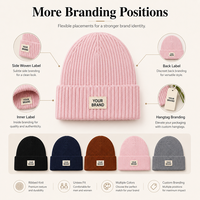 Bonnet tricoté uni chaud d'hiver avec revers, personnalisable en gros, pour homme et femme, idéal pour le ski et les activités de plein air