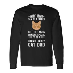 Maglietta a maniche lunghe personalizzabile per papà di gatti tabby arancioni - Promozionale per proprietari di gatti tabby arancioni - Product Image 1