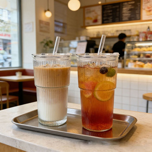 Bicchieri in Vetro alla Moda da 600ml con Coperchio e Cannuccia, Adatti per Caffè, Tè, Succhi, Feste e Regali - Product Image 3