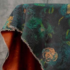 Tissu Jacquard Brocart Gaufré en Gros Style Chinois <span class=keywords><strong>Satin</strong></span> Song <span class=keywords><strong>Vert</strong></span> Jaune Floral pour Qipao Hanfu Vêtement de Mariage - Product Image 1