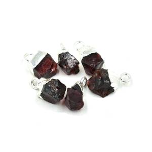 Wholesale 8-10mm Garnet Raw Gemstone Pendant Handmade in Sterling Silver Gold Plated Electroplated Cap for Children's <b>Weddings</b> - Product Image 5
