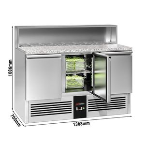 GGM Gastro Saladette PREMIUM - 1368 mm - 3 portes - avec dessus en acier inoxydable pour 8x GN 1/6 - Product Image 2