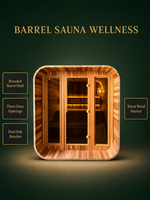 Sauna extérieur moderne en cèdre rouge canadien EnjoySaunas pour 4 personnes, poêle à sauna 6KW, chauffage électrique, verre panoramique, jardin, CE