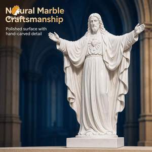 Statue de Jésus-Christ en marbre <span class=keywords><strong>blanc</strong></span> Mily, sculpture sculptée à la main, style religieux, personnalisable pour la décoration extérieure des églises et des cathédrales - Product Image 2