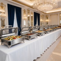 Neues Design Edelstahl 9L Gold Chafing Dish für Buffet, Restaurant, Hotel, Rechteckiger Warmhaltebehälter
