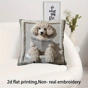 Fodera per cuscino decorativa quadrata in peluche morbido e delicato sulla pelle, con stampa animali e giornale, per divano e casa - Articolo caldo e di tendenza - Product Image 4