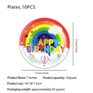 Rainbow Theme Party Supplies Einweg papier Geschirr Set Kinder geburtstag Valentinstag Tisch dekoration Banner Dinner - Product Image 5