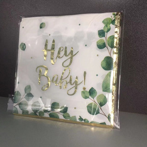 Foglia verde foglio d'oro stampato <span class=keywords><strong>tovaglioli</strong></span> di <span class=keywords><strong>carta</strong></span> <span class=keywords><strong>per</strong></span> <span class=keywords><strong>Decoupage</strong></span> asciugamani <span class=keywords><strong>per</strong></span> le mani usa e getta posate con tovagliolo - Product Image 2