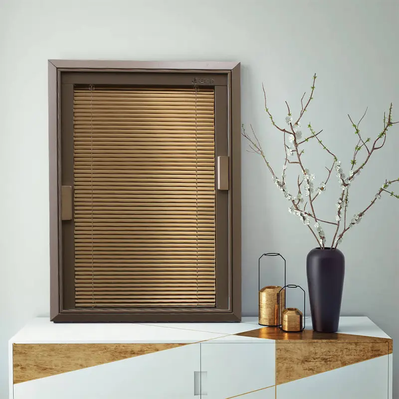 China Manufactory shading hollow venetian sun shutter roll on magnetic blinds between window Double glazing closes shutters