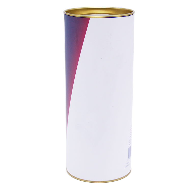 O cartão personalizado da tampa do metal pode tubo biodegradável do papel do presente do cartucho para o empacotamento do uísque do vinho tinto da folha solta