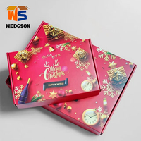Boîtes en carton ondulé personnalisées avec logo pour Noël, boîte d'emballage cadeau rouge en kraft pour cosmétiques, boîte en papier de luxe