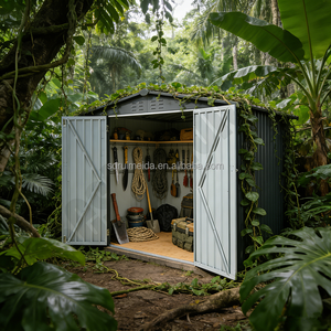 <span class=keywords><strong>Abri</strong></span> <span class=keywords><strong>de</strong></span> <span class=keywords><strong>jardin</strong></span> en métal galvanisé avec deux portes verrouillables, rangement extérieur pour cour, patio, pelouse - Product Image 2