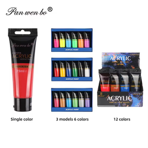 Fournitures de peinture artistique Panwenbo, peinture acrylique simple 75 ml, 24 couleurs de peinture acrylique vives <span class=keywords><strong>pour</strong></span> toile, avec EN-71, CPC - Product Image 6