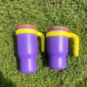 Vaso de acero inoxidable para niños de 14oz/17oz con asa Botella de agua recubierta de polvo para niño y niña con tapa de asa a prueba de fugas - Product Image 3