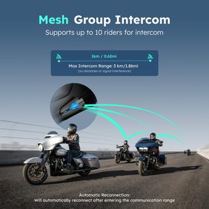 ASMAX Intercomunicador de Moto Z1 PLUS, Intercomunicador Inalámbrico ABS Full Duplex 8000M, Casco de Motocicleta con Bluetooth - Product Image 4
