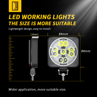 DXZ H-MINI-F-BS 21 LED 25W Certifié CE, Phare de Travail Carré Clignotant à LED, Feu de Brouillard DRL pour Véhicules Tout-Terrain 4x4 - 12V-60V, Garantie 1 An