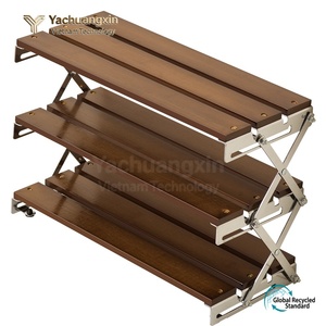 Estante de Almacenamiento Plegable de Madera con Marco de Acero Inoxidable, Forma Rectangular, para Organización y Almacenamiento - Product Image 6