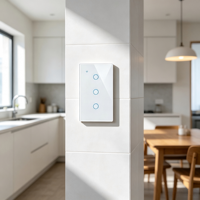 Interrupteur intelligent Tuya WHX03 avancé à 3 gangs, 10A 110-240V, avec minuterie WiFi Android et télécommande, design barre, pour maison, hôtel, bureau