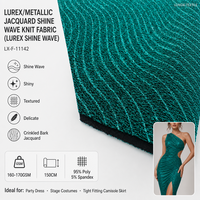 Tissu tricoté extensible double face en jacquard métallique Lurex brillant à motif vague 95% Poly 5% Spandex 160GSM pour robe de soirée, costume de scène, jupe