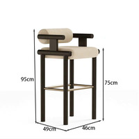Tabouret haut moderne de style nordique Design industriel de luxe Cadre en métal Matériau PU Nouvelle chaise de bar populaire pour la cuisine Utilisation de la réception