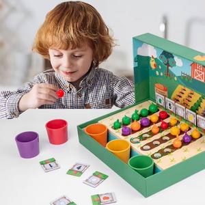 Nouvelle conception de tasse de tri de couleur de ferme de fruits en bois pour enfants jouets <span class=keywords><strong>jeux</strong></span> d'assortiment éducatifs précoces pour enfants - Product Image 3