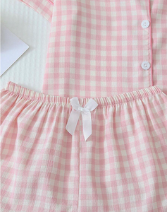 <span class=keywords><strong>Pigiama</strong></span> Corto a Quadretti Rosa per Ragazze, Abbigliamento da Casa di Alta Qualità, Morbido e Traspirante per l'Estate - Product Image 3