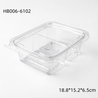 Boîte d'emballage transparente à charnière en PET recyclable pour noix séchées, sushis, gâteaux et produits de charcuterie, avec système anti-effraction