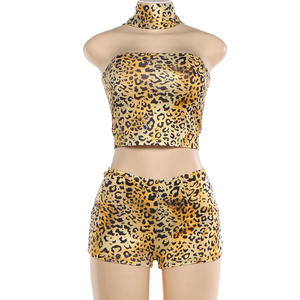 Viviblook Z0115ST01 Nuevo Conjunto de Fiesta para Mujer con Estampado de Leopardo, Top Halter sin Tirantes con Espalda Descubierta y Pantalones Ajustados de Dos Piezas - Product Image 6