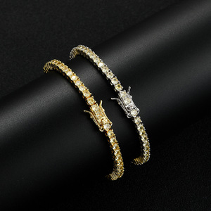 Zircon <b>Bracelet</b> 3mm <b>Copper</b> Inlaid Zircon Tennis <b>Bracelet</b> Hip Hop Hipster Accessories Tanjing Fashion Lijing Necklace - Product Image 1