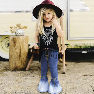 Jeans a Zampa d'Elefante per Bambine, Pantaloni Svasati in Denim per Ragazze, Pantaloni a Gamba Larga - Product Image 5