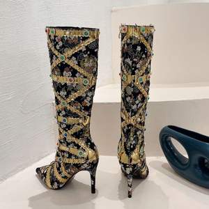 Retro diamanti Cuissardes <span class=keywords><strong>Sexy</strong></span> bottiglie 2023 scarpe nuove da donna al ginocchio <span class=keywords><strong>tacchi</strong></span> - Product Image 4