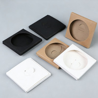 Boîte en papier kraft noir et brun en gros, pliable, double insert, neutre, universelle, pour tasse à café, boissons, sous-verre carré, avec fenêtre