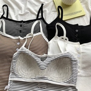 Canotte Casual in Maglia Solida con Imbottitura al Petto, Abbigliamento Estivo da Donna, Vestibilità Slim, Stile Corto, <span class=keywords><strong>Cotone</strong></span> Anti-Pilling, Taglia Unica - Product Image 4