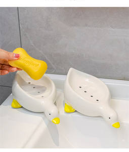 <span class=keywords><strong>Porte</strong></span>-<span class=keywords><strong>savon</strong></span> auto-drainant en céramique en forme de canard mignon plateau pour salle de bain <span class=keywords><strong>douche</strong></span> évier de cuisine et chambre fournitures de bain et de toilette - Product Image 6