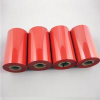 Pita Berbasis Resin Merah 110mm*300m Gulungan TTR Transfer Termal Tahan Pelarut untuk Printer Label Barcode Pasokan Grosir