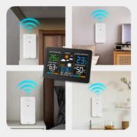 Station météo électronique multifonctionnelle, horloge LED de bureau, thermomètre d'humidité, prévisions météorologiques, sans fil RF, pour bureau et extérieur