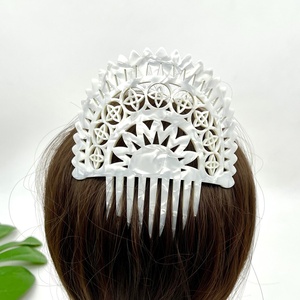 Pettini per capelli tartarugati con forme Vintage incise per Samoan Hawaiian Tongan people Hiar wear - Product Image 6