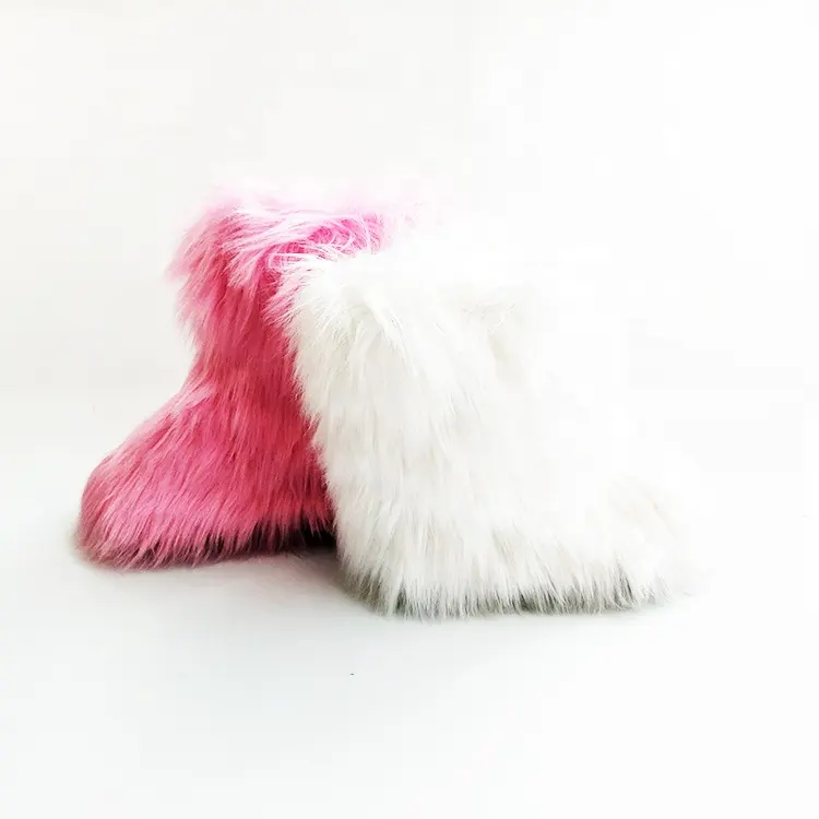 2020 una pieza de invierno, venta al por mayor, buena imitación de piel de zorro botas de nieve Zapatos juegos para los niños y las niñas y las mujeres con piel diadema sombrero