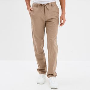 Straight Ankle Length Canvas Stretch <b>Chino</b> Trousers for Men with <b>Elastic</b> <b>Waist</b> and Side Pockets Summer Casual Wear - Product Image 2