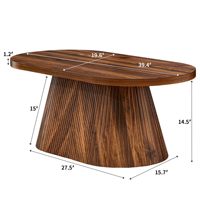 Table basse ronde moderne en bois avec rangement, finition bois massif, base cannelée, design unique, meuble multifonctionnel pour salon