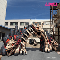 Porte du Dragon Infernal Gonflable de 4m avec Effet de Lave et Bras de Squelette Yeux Rouges pour Décoration d'Événements d'Halloween et de Maisons Hantées