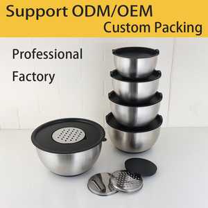 Nhà Máy Nhà Sản Xuất Salad Trộn Bát Với Vắt Thép Không Gỉ Trộn Bát Đặt Với Nắp - Product Image 2